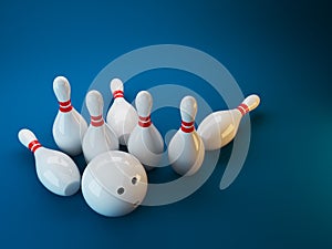 Bowling. 3D illustration on dark blue background