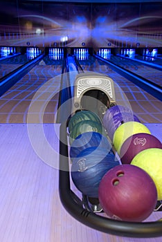 Bowling alley with balls