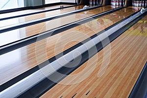Bowling alley and Many lane in row