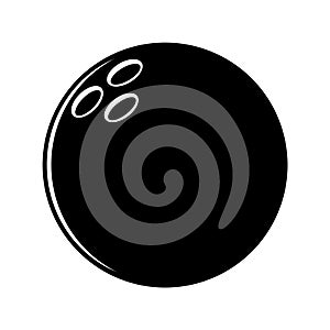 Bowling ball black and white icon on white background