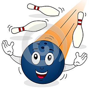 Bowling Ball Character with Skittles