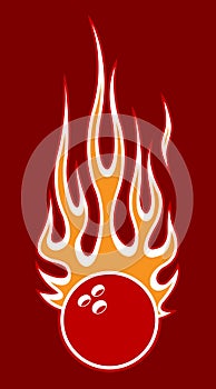 Bowling ball with classic hot rod flames vector illustration.
