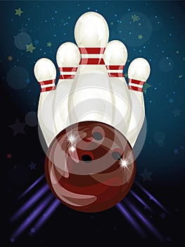 Bowling ball crashing into the skittles