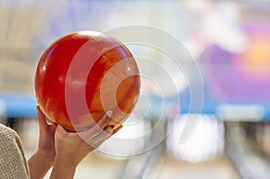 Bowling ball and hand photo