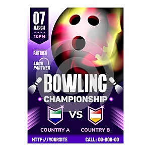 Bowling Ball For Hitting Candlepin Banner Vector