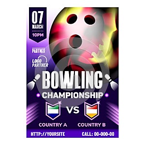 Bowling Ball For Hitting Candlepin Banner Vector photo