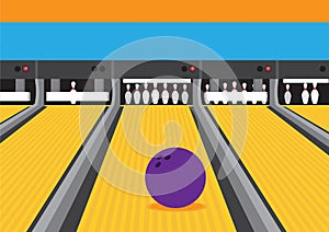 Bowling Ball on Lane Vector Illustration