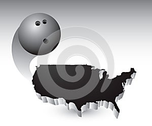 Bowling ball over united states icon