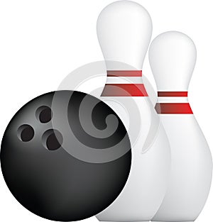 Bowling ball and pins photo