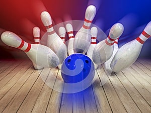 Bowling ball and pins background photo