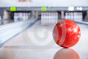 Bowling ball with pins.