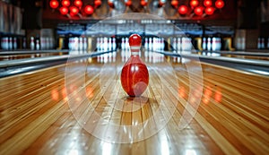 a bowling ball and pins hitting