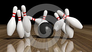 Bowling ball and pins in motion