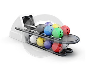 Bowling ball return system isolated on a white background.