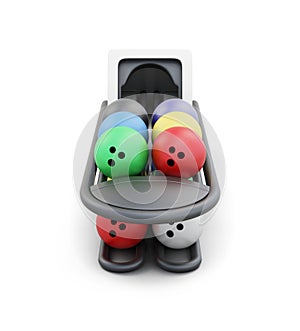 Bowling ball return system isolated on a white background.