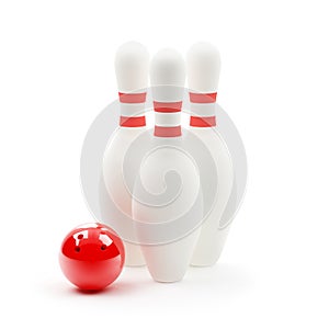 Bowling ball and skittles photo