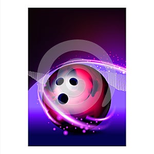 Bowling Ball And Skittles On Lane Banner Vector photo