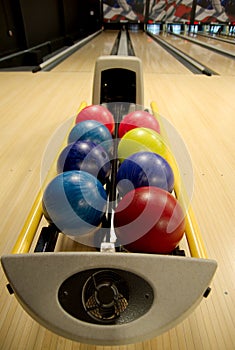 Bowling balls at alley