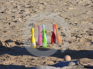Bowling on the beach and bowl