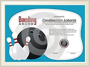 Bowling Certificate / Award template vector