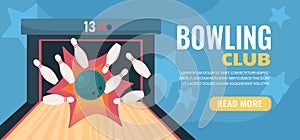 Bowling club advertising poster vector