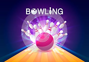 Bowling club poster with the bright background.