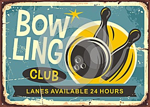 Bowling club retro poster design