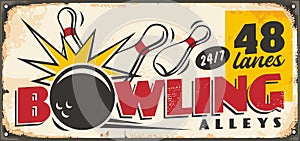 Bowling club retro sign board design