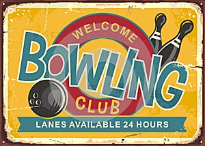 Bowling club retro vector sign idea