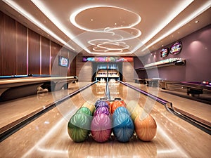 bowling club skittles balls bright concept