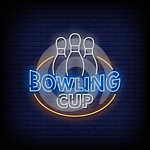 Bowling Cup Neon Signs Style Text Vector