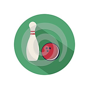 Bowling flat retro icon - bowling pin and ball
