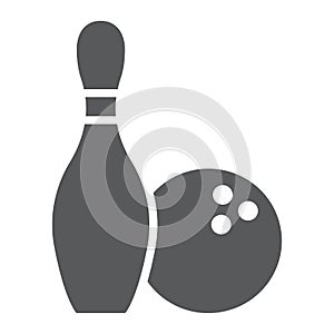 Bowling glyph icon, game and sport, bowling pins