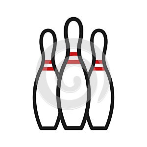 Bowling icon duocolor red black sport symbol illustration