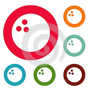 Bowling icons circle set vector