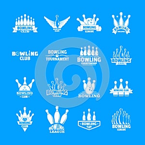 Bowling kegling game logo set, simple style photo