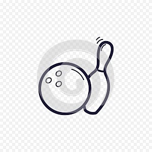 Bowling line icon. Sport game kegling thin linear signs. Outline concept for websites, infographic, mobile applications photo