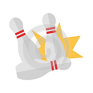 Bowling machine picks pins game recreational sport flat icon design
