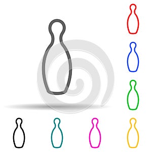 Bowling pin multi color style icon. Simple thin line, outline  of web icons for ui and ux, website or mobile application