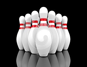 Bowling pins on black background