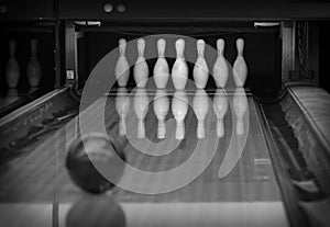 Bowling pins in the bowling club.