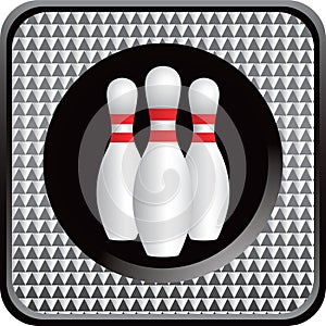 Bowling pins on checkered web button
