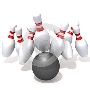 Bowling pins hit by ball