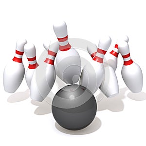 Bowling pins hit by ball photo