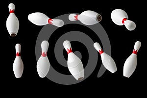 Bowling pins isolated on a black background