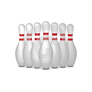 Bowling pins isolated on white. Vector illustration.