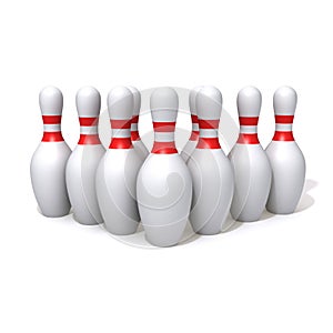 Bowling pins lined up