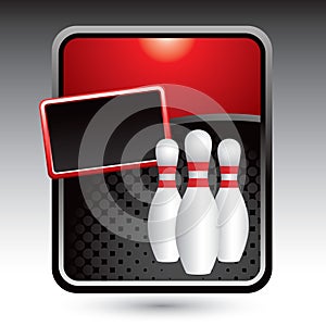 Bowling pins on red stylized banner