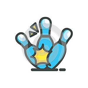 bowling pins strike. Vector illustration decorative design