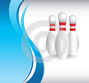 Bowling pins on vertical blue wave background